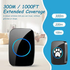 Edge Touch Dog Bell – Blk Long-Range Wireless Dog Door Bell 1000ft with LED, Waterproof Dog Buttons & Dog Clicker for Communication, Durable Bells for Dog Training to Go Outside(2 Bells & 1 Chime)