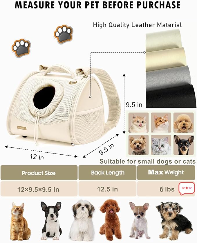 Pet Dog & Cat Chest Carrier Backpack,Adjustable Ventilated Carrier for Small Dogs Cats,Front Facing Puppy Carrier Backpack,Lightweight Doggy Backpack for Travel Hiking Outdoor (Beige)