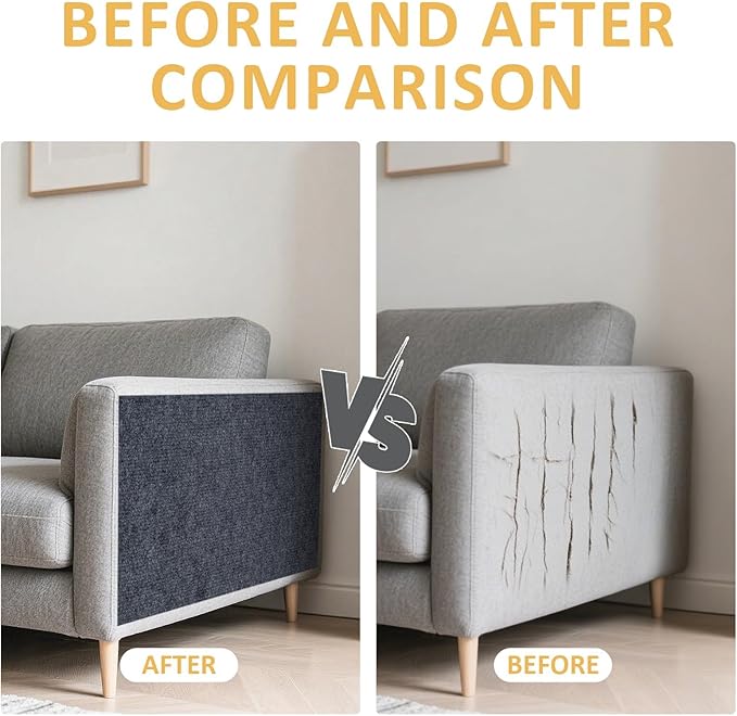 ReWallpaper Cat Scratching Mat Self-Adhesive Dark Grey Cat Scratch Furniture Protector Roll for Sofa Couch Armrest Chair Wall Corner Tower Post Durable Scratch Pad Strong Grip Claw Guard 15.8inx6.5ft