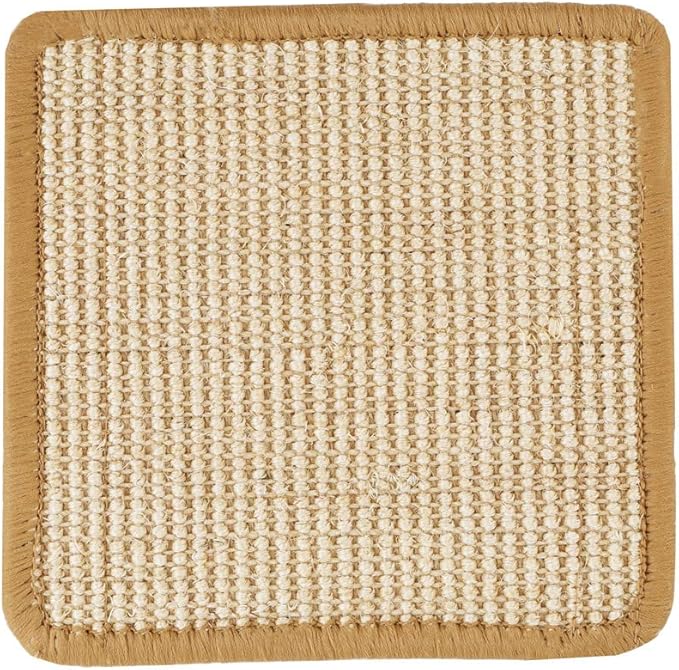 SHENGOCASE 4-Pack 7.9" x 7.9" Sisal Cat Scratching Mat Pad with Hook & Loop Tapes for Wall Couch, Window Perch, Cat Wall Furniture Shelves