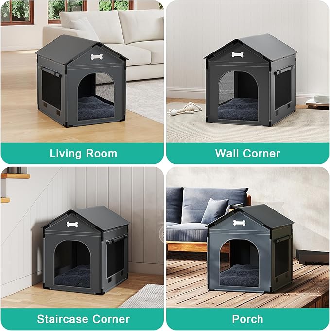 Large Dog House Indoor Dog Kennel Bed Mat with Cushion for Small Medium Large Dogs Cats, Winter Warm Cat Nest Puppy Cave Sofa Pet Products Easy Assembly