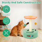 Cat Scratching Post 13.98" H, Flower-Shaped Small Cat Tree with Sisal Scratcher, Interactive Hanging Ball & Track Ball Toy, Easy Assembly Kitten Activity Center for Indoor Cats, Protect Furniture