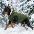 Fleece Hoodie, Windproof Waterproof Coat, Winter Warm Jacket, Cold Weather Pet Apparel Clothes Vest for Small Medium Large Dogs (XXXL, Green)