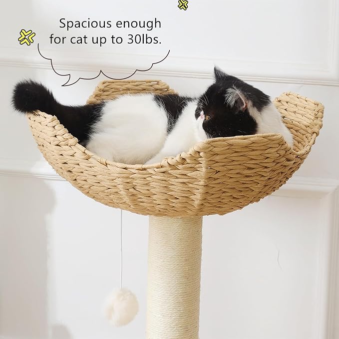 SHENGOCASE 2-Pack 18" Large Cat Tower Tree Add ons Accessories Replacement Part Basket Bed, Handwoven Wicker Rattan Nest Bowl with Soft Cushion