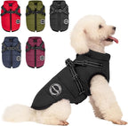 Warm Dog Winter Coat, Fashion Cold Weather Jacket with Built-in Harness, Reflective & Adjustable Comfortable Pet Vest, Windproof Dog Apparel for Small Medium Large Dogs (Black)