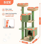 PEQULTI 53" Cat Tree for Indoor Cats, Multi-Level Cat Tower with Cozy Cat Condo Clearance Prime, Green