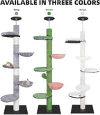 ROYPET Adjustable Tall Cat Climbing Tree Floor-to-Ceiling Climber Toy with Hanging Hammock and Scratching Posts Furniture,Green