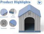 EasyUp Dog House Outdoor Indoor,Dog Kennel Weatherproof Resin Shelter with Air Vents and Elevated Floor for Small Medium Large Dogs,Easy Clean and Assemble(38.62 * 36.26 * 38.07in,Blue)