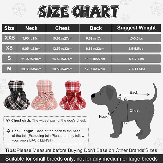 Dog Sweaters Dog Clothes for Small Dogs Boy Girl Fall Puppy Dress Warm Fleece Chihuahua Yorkie Teacup Doggie Sweaters Dresses Doggy Sweater for Small Dogs Girl Cat Outfit (Black, XX-Small)