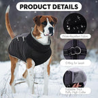 IDOMIK Warm Dog Coat with Harness, Waterproof Reflective Dog Jackets for Small Medium Large Dogs, Fleece High Collar Winter Jacket with Zipper, Pet Winter Snowsuit Clothes for Cold Weather,Black 2XL