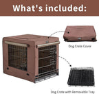 DONORO Dog Crates for Medium Large Size Dogs Indoor Double Door Dog Kennels & Houses for Puppy and Cats, Collapsible Metal Contour Dog Cages (Brown, 36.0" L x 23.0" W x 25.0" H)