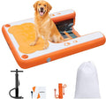 VOFiTNY Dog Pool Ramp, Safe Pool Ramp for Dogs Up to 200lbs, 2025 New Dog Boat Ramps with Non-Slip EVA Pad&Weighten Ladder, Puppy Steps for Pool/Boat/Dock/Sea, Orange Doggie Dock with Hand Pump