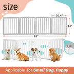 ZENY 24 Inch Pet Dog Gate, Foldable Freestanding Dog Door 4 Panel, White Wooden Z Shape Step Over Pet Fence for Entryway, Stairs, Doorway, White