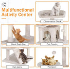 Cat Tree 70 Inches Cat Tower for Indoor Cats Multi-Level Cat Condo with Litter Box Enclosure,Scratching Posts for Indoor Cats (Beige)