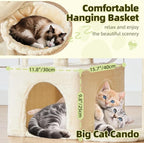 Taoqimiao MS043M Cat Tree, 32.2-Inch Cat Tower for Indoors Cats, Cat Condo with Large Cat Perch, Spacious Cat Cave, Scratching Posts for Small and Medium Cats, Beige