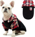 Plaid Hoodie for Small Medium Large Dogs, Warm Sweatshirt With Hat and Leash Hole, Clothes for Puppy Bulldog XS S M L Sized Breeds, Soft Pullover Fleece Sweater
