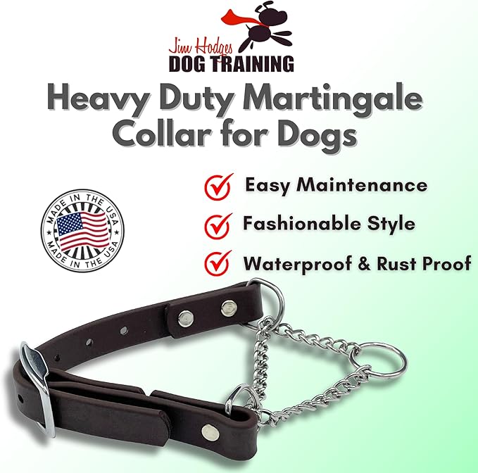 Martingale Collar for Dogs, Biothane, Stainless Steel Hardware, No Pull, Made in The USA, Professional Grade, XXL, Brown