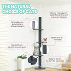 Max & Marlow Cat Tree Floor to Ceiling Cat Tower Height 95-108" Adjustable Kitten Tree Tall Climbing Tree with Carpet Scratching Post and Mat Cat Pole for Indoor Cats,Dark Grey