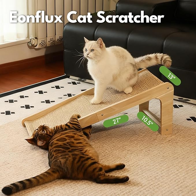 Eonflux Cat Scratcher, 27 Inch L Shaped Cat Scratching Board for Indoor Cats, Wall Mounted Furniture Protector Tall Scratch Pad, Large