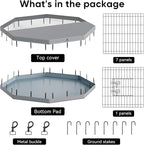 PJYuCien Dog Playpen with Top Cover and Bottom Pad - Metal Foldable Exercise Pen, 8 Panels 24" H x 24" W Indoor Outdoor Pet Fence Puppy Crate Kennel, Gray