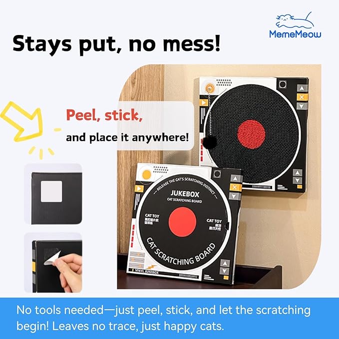 MemeMeow CD Cat Scratcher – Retro Record Player Design,Fun & Durable Scratching Pad for Cats,Eco-Friendly Cardboard,Interactive Cat Toy for Music Lovers & Stylish Home Décor