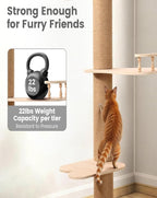 PawGiant Floor to Ceiling Cat Tree, Cat Tower with Adjustable Height 106-110", Sturdy 6-Tier Cat Climbing Stand with 2 Space Capsules & Scratching Posts, No Drilling for Indoor Multi-Cats