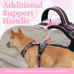 rabbitgoo Dog Harness for Large Dogs, No Pull Pet Vest with 3 Buckles, Adjustable Soft Padded Pet Harness with Easy Control Handle and Reflective Strips, Light Pink, L