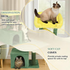 Outvita Cat Tree 27.5in Small Cat Tower, Multi-Level Cat Tree Tower with Cat Scratching Post and Pad, Cozy Cat Condo, Padded Top Bed for Kittens and Indoor Cats, Yellow & Green