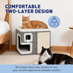Cat Houses for Indoor Cats,Foldable with Cat Scratch Pad and Hanging Fur Ball - Washable Semi-Enclosed Cat Bed, Warming Comfy Cat Tent,16.5x16.5x12.99inch, Grey
