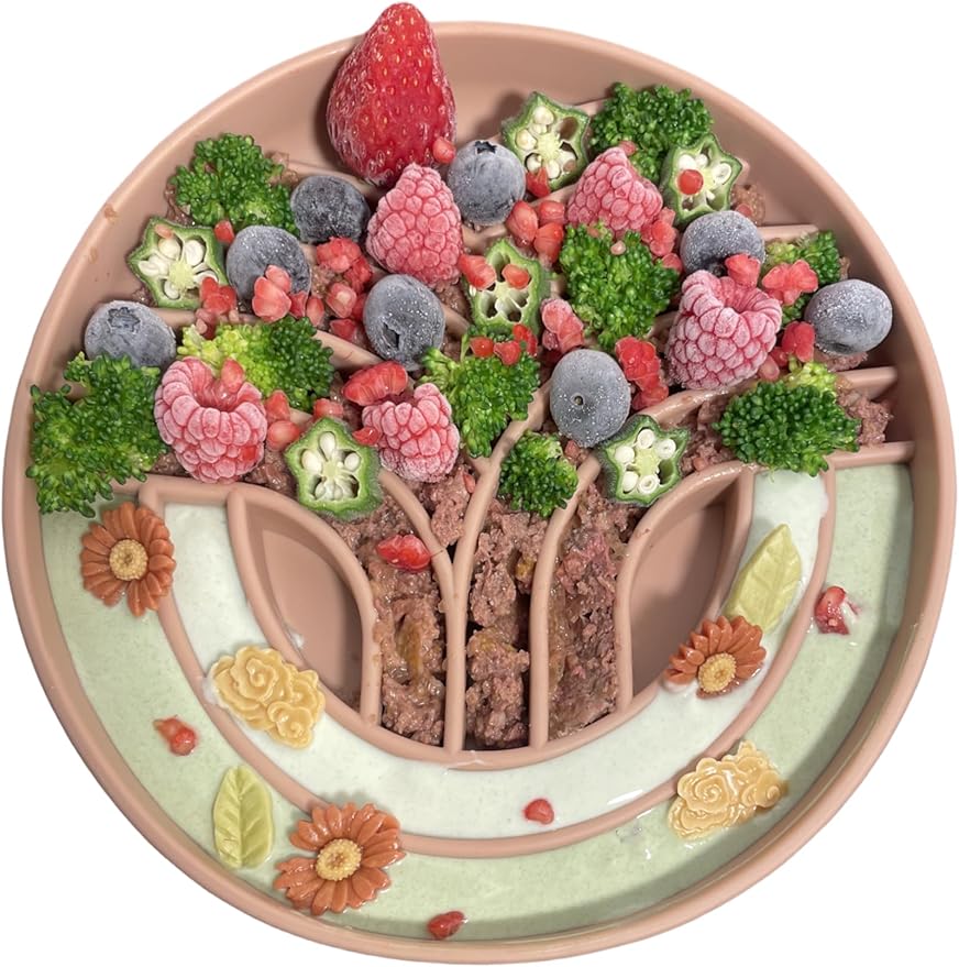 OHMO Slow Feeder Dog Bowls(Tree Life, Celestial) Enrichment Soft Silicone Food Safe Feeding Bowl Non Slip Suction Cup for All Breed Pet, Cat Slow Down Eating Dishes, Boredom and Anxiety Reducer