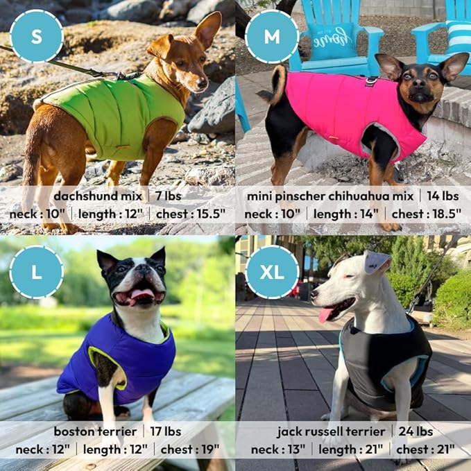 Gooby Padded Vest Dog Jacket - Solid Green, X-Large - Warm Zip Up Vest Fleece Jacket with Dual D Ring Leash Water Resistant for Small to Medium Dogs