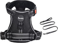 Petmolico Medium Dog Harness and Leash Set, No Choke 4 Leash Attachments Easy Control Handle Soft Padded Reflective Vest for Medium Dogs, Black
