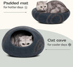 MEOWFIA Cat Cave – Premium Felt Cat Bed for Indoor Cats, Handmade Merino Wool (Slate Grey, Medium)