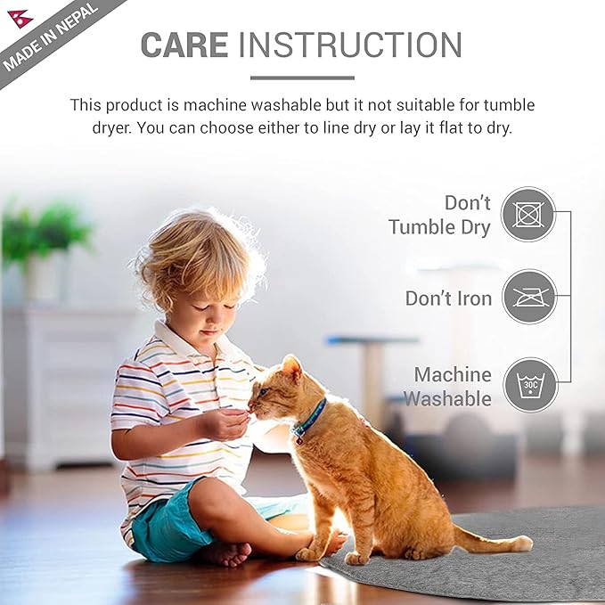 Cat Bed Mat Natural Merino Wool Cozy Large Carpet Pad for Pet Cats Kitty Small Dog House Warm Organic Sheep Wool Scratch Floor Mats Rug Bedding (Plain Gray, Large)
