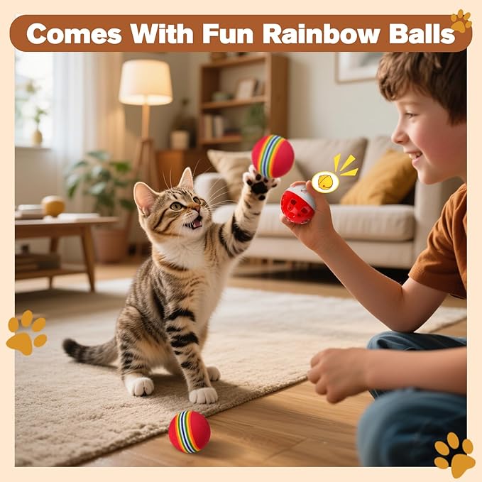 2 PCS Magic Organ Cat Scratcher Board with 6 Balls, Foldable Recyclable Accordion Cats Toy with Ball and Track Adventure, Cat Scratching Pad, Retractable Reversible Furniture Protector(Brown)
