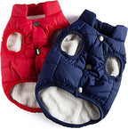 Syhood 2 Pieces Dog Jacket 2 Layers Fleece Lined Dog Jacket Warm Soft Windproof Small Pet Coat for Winter Cold Weather (3X-L,Navy,Red)