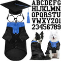 5 Pcs Dog Graduation Costume Set Include 2026 Pet Graduation Gown with Stole Puppy Grad Cap Lensless Glasses DIY Letter Stickers for Dogs Cats Holiday Costume Accessory(Black Royal Blue,XL)