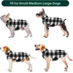 Kuoser Dog Winter Coat, Windproof Dog Fleece Jacket British Style Plaid Cold Weather Doggie Vest Coats, Reversible Cozy Warm Puppy Clothes Pet Apparel for Small Dogs S