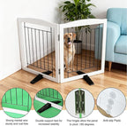 ZJSF Freestanding Dog Fence Indoor, Foldable Dog Gate for Doorways, Stairs or Hallways, Sturdy Wood Extra Wide Pet Gate with Support Feet for The House, White, 24 "Height-2 Panels