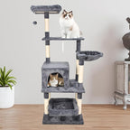 66-in Heavy-Duty Cat Tree for Large Cats, Multi-Level Tower with Sisal Scratching Posts, Plush Perch, Hammock & Condo Anti-Tip Design