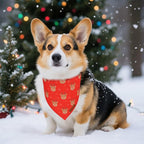 ADOGGYGO Red Christmas Dog Bandanas, Santa Reindeer Print Pet Scarf, Premium Durable Fabric, Red Christmas Bandanas for Medium Large Dogs (Large)