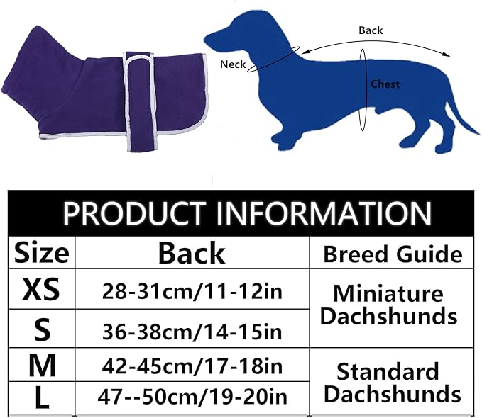 Geyecete Dachshund Sweaters for Dogs Jacket,Dachshund Coat Perfect Dog Winter Coat with Padded Fleece Lining,high Collar,Dog Snowsuit-Purple-S