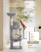 PEQULTI 45.7'' Cat Tree for Indoor Cats with Metal Frame Big Hammock, Cat Tower for Small or Medium Cats with Cat Condo House, with Scratching Posts and Top Perch, Grey