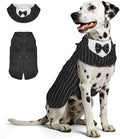 Supet Dog Tuxedo and Bandana Set with Bow Tie, Formal Outfit for Wedding Birthday Party Graduation Valentines, Pet Suit Clothes for Large Medium Small Dogs (Striped, 2XL)