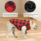 SCENEREAL Warm Puppy Jacket with Built-in Harness for Small/Medium Dogs, Waterproof Winter Coat with Zipper, Fleece Puffer Vest for Cold Weather, Windproof Snow Clothes
