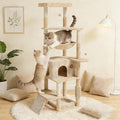 Cat Tree, 66 Inches Modern Cat Tower for Indoor Cats, Multi-Level Tall Cat Tree for Large Cats with Sisal-Covered Scratching Posts, Padded Platform, Hammock, and Condo, Beige