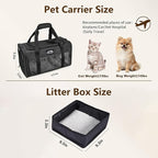 TSA Approved Pet Carrier for Small Cats and Puppies, Soft-Sided and Foldable, Cat and Dog Carrier Fits Pets Up to 15 lbs, Durable Portable Travel Bag with Litter Box (Black, Litter Box & Leash Set)