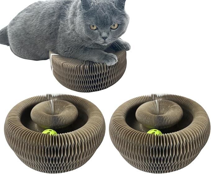 Magic Accordion Cat Scratching Board - Interactive Toy for Bored Indoor Cats, for Indoor catscat Toys for Scratching Fun & Durable Cat Toys 2Pack