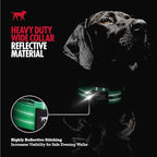 Tuff Pupper Heavy Duty Tactical Dog Collar | 1.5" Wide Ballistic Nylon | Reflective Stitching | Integrated ID Tag Holder | Stainless Steel Buckle | Padded Lining | Medium & Large Dogs (Green, Large)