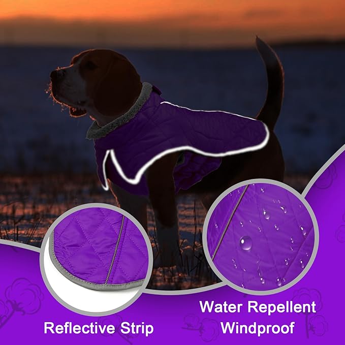 Fragralley Dog Winter Coat, Waterproof Windproof Reflective Fleece Jacket with Harness Hole, Warm Snow Vest for Small Medium Large Dogs, Ideal Gifts
